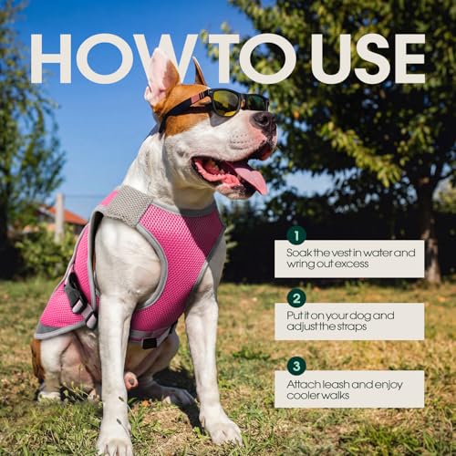 Kuoser Dog Cooling Vest for Dogs, Lightweight Dog Cooling Harness Shirt with Reflective Stripe, Breathable Mesh Cooler Jac...