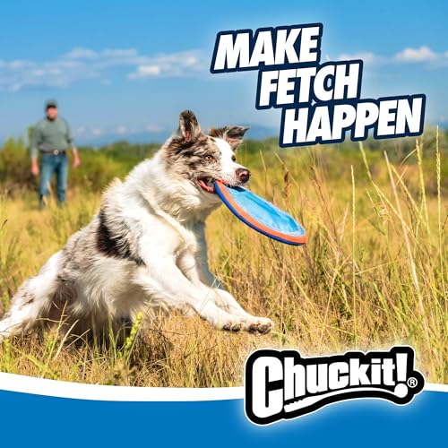 Chuckit! Paraflight Flying Disc Dog Toy - Water Floating Flyer - Durable Nylon Construction with Soft Rubber Edges - For M...