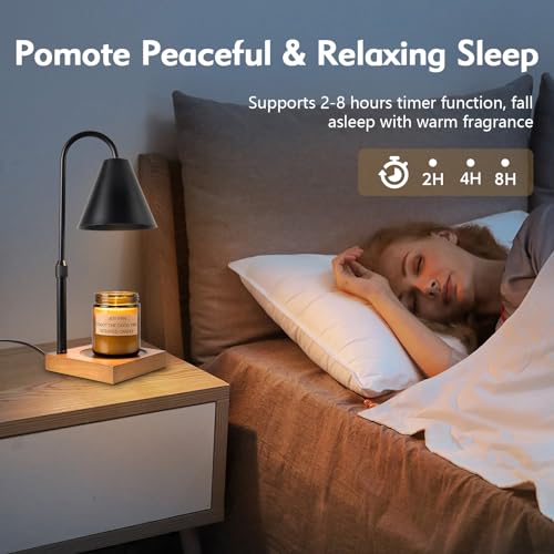 Electric Candle Warmer Lamp with Timer: Candle Warmer Lamp Adjustable Height for All Size Jar Candles, Dimmable Candle War...