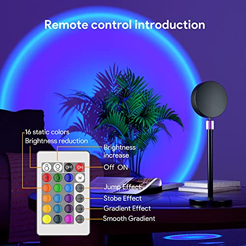 Bavcieu Sunset Lamp Projection Led Lights with Remote, Multicolor Night Light 360° Rotation Rainbow Lights 4 Modes Setting...