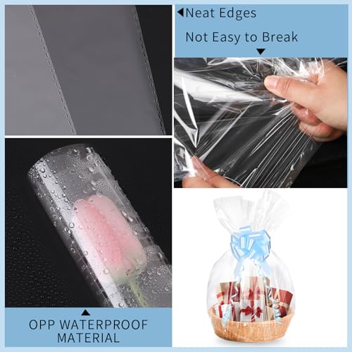 woric 12PCS Large Cellophane Bags 30x40 Inch Clear Cello Gift Bags Cellophane Wrap for Gift Baskets Mothers Day Graduation...