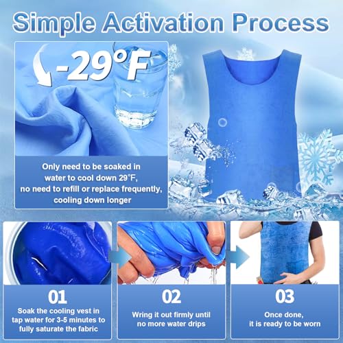 Ice Cooling Vest for Men Women - Water Activated Evaporative Cool Vest - PVA Adjustable Lightweight Reusable Cooler Clothi...
