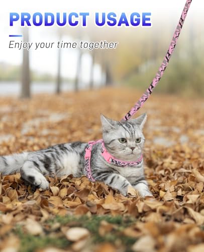 Gaahkai 3 Pack Cat Leash and Harness Set, Lightweight Adjustable Collar Escape Proof for Cats