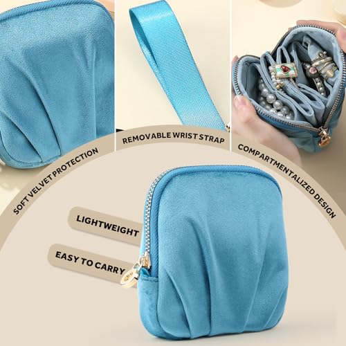 Lumayina Velvet Travel Jewelry Pouch, 2-in-1 Clamshell Case with Detachable Insert, Portable Travel Jewelry Organizer with...
