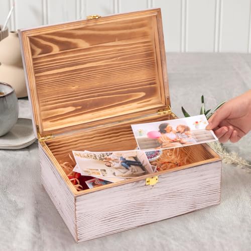 Tree of Life Larger Wooden Memory Keepsake Boxes With Hinged Lids and a photo frame inside the lid - Decorative Storage Bo...