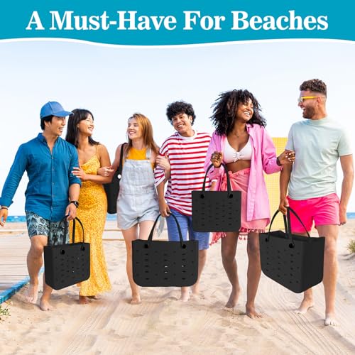 PoVwlty Rubber Beach Bag for Men & Women, Water-resistant Travel Tote Bag for the Beach Boat Pool