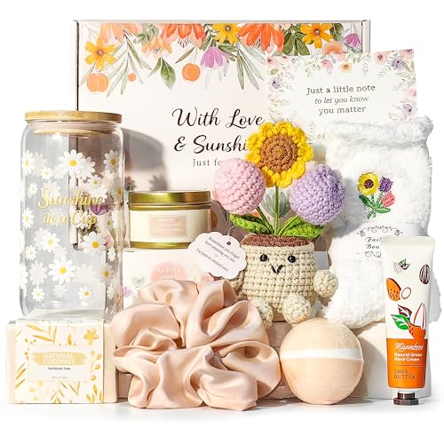 MHSMHL Gift Baskets for Women, Self Care Spa Gift Set, Sending Sunshine Birthday & Thinking of You Gifts, Easter Gifts for...