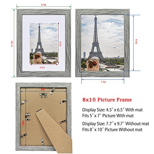 Hongkee 8x10 Picture Frame Set of 2, Grey Photo Frame of Rustic Style, Multi 8 by 10 Photo Frame for Wall or Tabletop Disp...