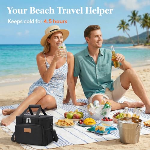 Lifewit Medium Lunch Bag, Insulated Lunch Box, Soft Cooler Cooling Tote for Adult Men Women, Black 12-Can (9L)