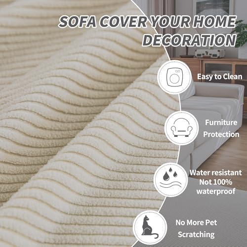 QIANMEW Couch Cushion Covers, Comfort Soft Magic Sofa Covers Washable Stretch Resistant Slipcovers for Sectional and L Sha...