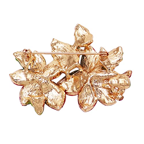 Rosemarie & Jubalee Women's Dazzling Red And Green Pave Crystal Rhinestone Poinsettia Christmas Holiday Flower Accessories