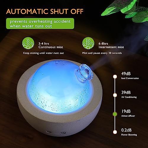Essential Oil Aromatherapy Diffuser for Home Bedroom Large Room Glass Stone Ultrasonic Air Scent Mist Aroma Diffuser 200ML...