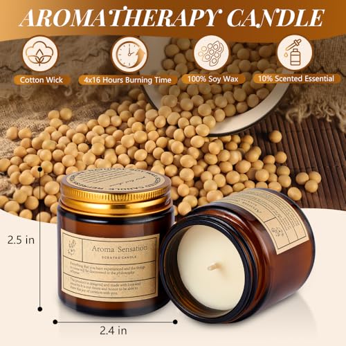 4 Pack Candles for Home Scented,Amber Jar Aromatherapy Candle Gifts for Women,Scented Candles Set for Mother's Day Christm...