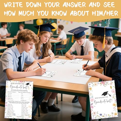 CTLHKY Graduation Games Cards 25pcs, Wildflowers Grad Party Game Cards, Grad Celebration, Graduation Party Games Ideas Act...