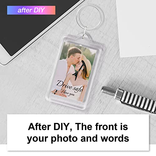I Love You Sound Wave Keychain with QR Code Link to Recording | DIY Photo Text | Clear Acrylic Key Chain Insert Photo Fram...