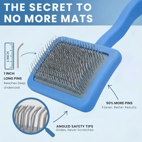 Slicker Brush for Dogs, Dog Grooming Supplies - Best Doodle & Poodle Brush for Haired Dogs - Goldendoodle Pin Detangler fo...
