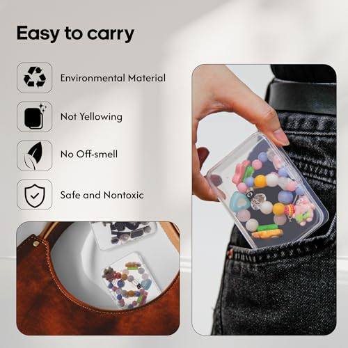 zoeynex Medium Plastic Organizer Boxes, 12 Clear Containers with Hinged Lids, for Beads, Jewelry, Crafts, Electronics, Har...