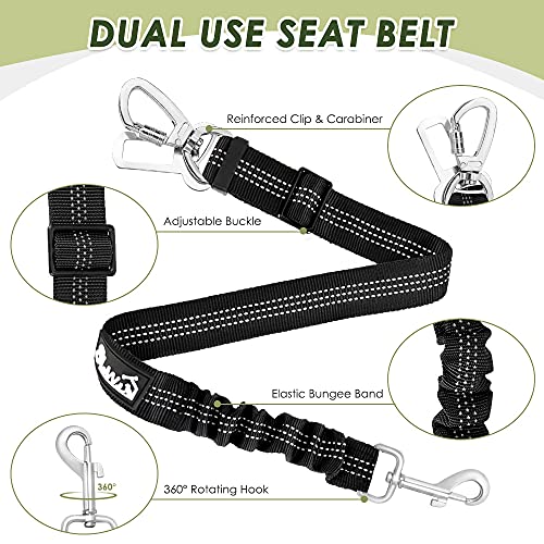 SlowTon Dog Seat Belt Harness for Car, Dog Car Harness Adjustable Mesh Breathable & Dog Seatbelt Safety Tether with Elasti...