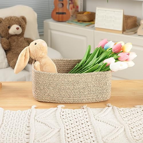 MiniArk Small Storage Baskets for Organizing | Closet Organizer Bins | Shelf Toy Basket | Woven Rope Baskets | Cube Decora...