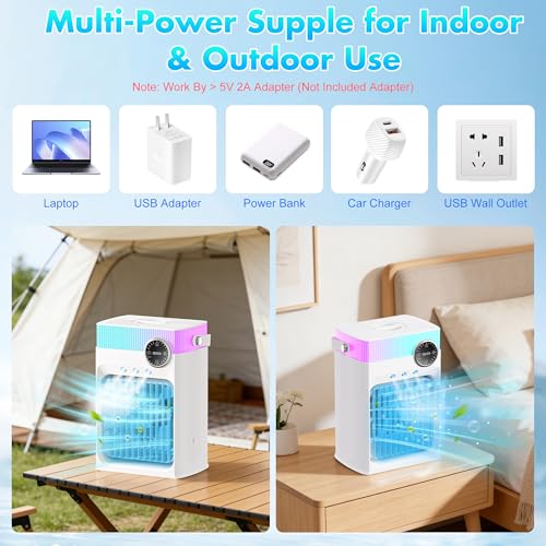 Portable Air Conditioners, Mini AC Unit Cooling Fan for Bedroom,1200ML Small Air Cooler Fans with Remote, 3 Mist,3 Speed,8...