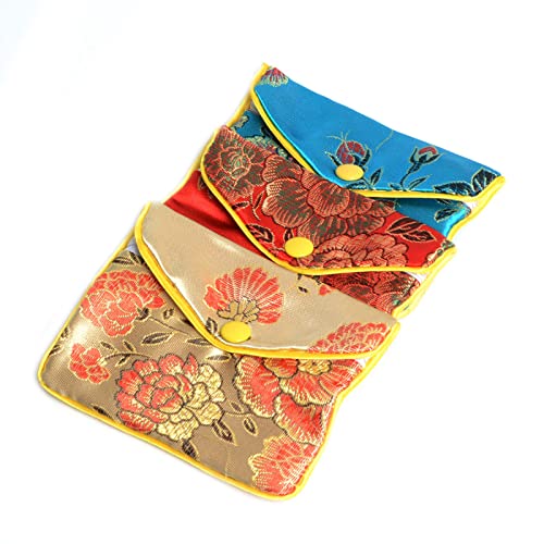 Baitaihem 9 Pack Jewelry Purse Pouch Gift Bags Chinese Silk Style Brocade Embroidered Bag,Multiple Colors(Small&Medium&Large)
