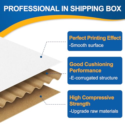 Famagic 50 Pack 4x4x2 Small Shipping Boxes - White Corrugated Cardboard Mailer Boxes for Small Business, Mailing Boxes for...