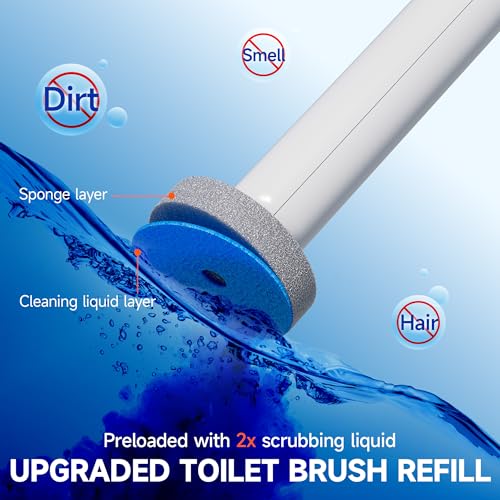 Disposable Toilet Brush and Holder Set with 18 Bowl Wand Cleaners Refill Pads, Bathroom Wall Mounted Toilet Bowl Cleaners ...