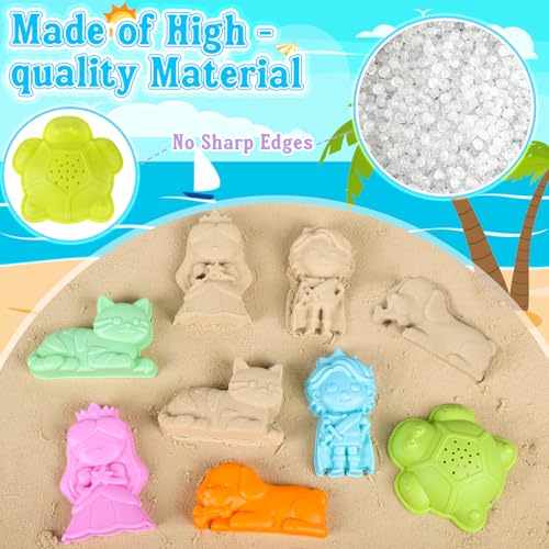 Collapsible Beach Toys for Kids Toddlers, Foldable Sand Bucket and Shovels Set with Mesh Bag & Sand Castle Building Kit, T...