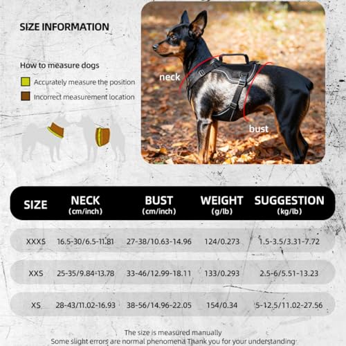 Tactical Dog Harness and Leash Set for Small Dogs - Military Puppy Vest Harness with Patches Vertical Handle Reflective Pe...