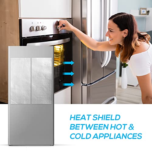 FLASLD Aluminized Heat Shield Mat Thermal Barrier Adhesive Backed Heat Blanket 12'' X 24'', Fiberglass Insulation Reflecti...