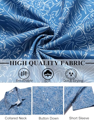COOFANDY Mens Hawaiian Shirts Short Sleeve Button Down Aloha Shirt Casual Beach Clothes