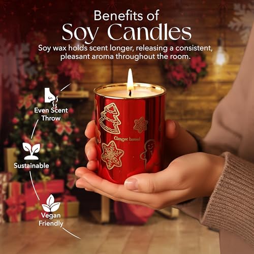 Majestic Zen Christmas Candles Gift Set for Home Decor - Scented Candles with Cedarwood, Sugar Vanilla & Tree Needle - Chr...