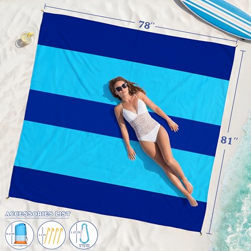 Famstar Beach Blanket Oversized Extra Large 78" X 81",Waterproof Sandproof Beach Blanket 1-7 Adults Lightweight Durable fo...