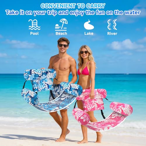 Nyrveua Pool Floats Adult, 3Pack/2Pack/1Pack Adjustable Heavy Duty Inflatable Pool Floats Chair, Portable Pool Float Loung...