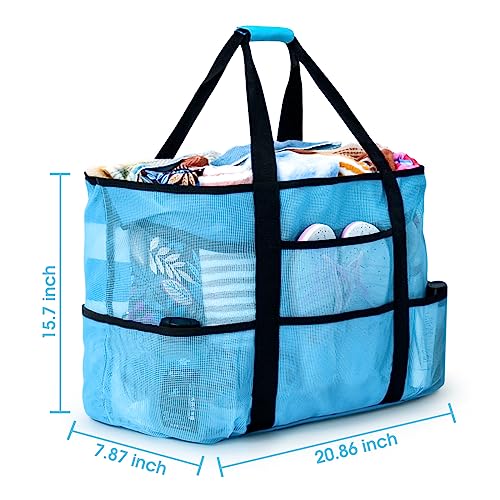 oscaurt Mesh Beach Bag Extra Large Waterproof Sandproof Beach Tote Pool Swim Bag Travel Vacation Essentials