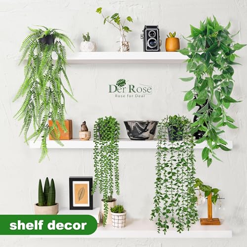 Der Rose 4Pcs Fake Plants Hanging Artificial Ivy Vine Faux Eucalyptus Hanging Plants, Boston Fern, String of Pearls for Li...