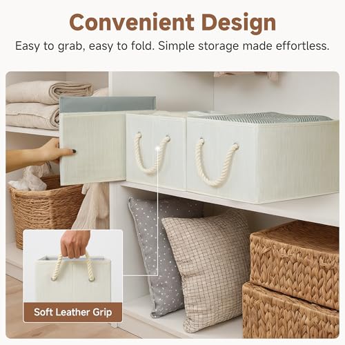 StorageWorks Storage Baskets for Shelves, Fabric Storage Bins, Closet Organization and Storage Basket, Foldable Organizer ...