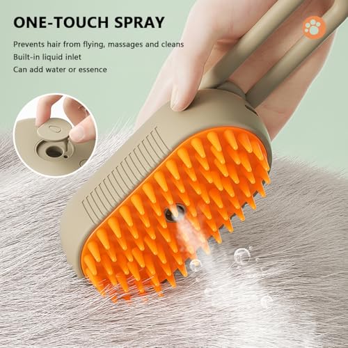Cat Steam Brush, 3 in 1 Pet Steam Cats Brushes Rechargeable Anti-Static Grooming Brushe, Vibration Massage Cleaning Sheddi...