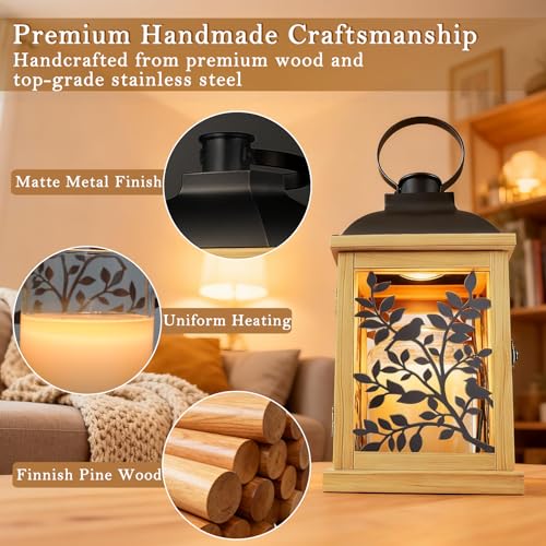 Candle Warmer Lamp, with Timer and 2 Bulbs Dimmer Farmhouse Lantern for Top-Down Adjustable Candle Warmer, Electric Lamp f...