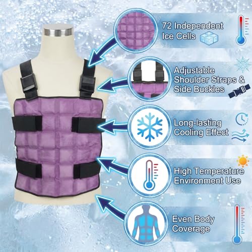 Ice Cooling Vest Neck Cooler for Hot Weather, Reusable Ice Pack Vest with Adjustable Straps, Cold Ice Jacket for Men & Women
