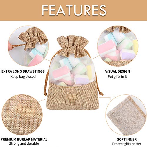 CCINEE 12PCS Burlap Drawstring Gift Bag, 5 X 7 Inch Organza Treat See Through Bags for Jewelry Sheer Easter Gifts Pouch We...