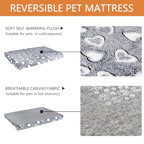 VANKEAN Reversible Cool and Warm Dog Bed Mat for Crates - Stylish Pad With Waterproof Inner Linings and Removable Machine ...