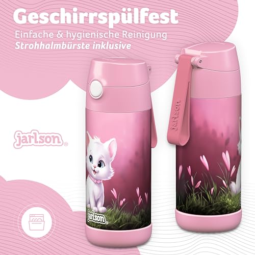 Jarlson® Kids Water Bottle CHARLI [12OZ] - Stainless Steel Thermo Bottle with Straw - Insulated, Spill Proof Waterbottle f...