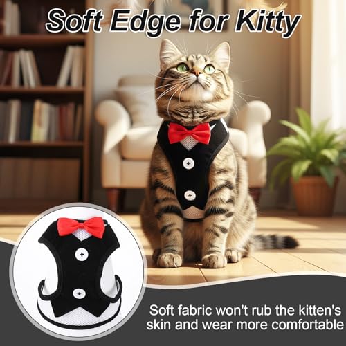 YBEATY Cat Harness Leash Set for Walking Soft Adjustable Cats Vest Harnesses Escape Proof Comfortable Breathable Mesh Kitt...