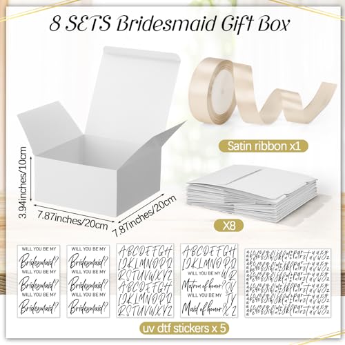 AmazingSpark 8 Sets Bridesmaid Proposal Boxes Will You Be My Bridesmaid Box Wedding Gift Boxes with Lids Name Maid Matron ...