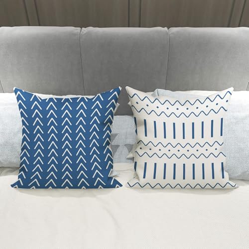 YCOLL Pillow Covers 18x18 Set of 4, Modern Sofa Throw Pillow Cover, Decorative Outdoor Linen Fabric Pillow Case for Couch ...