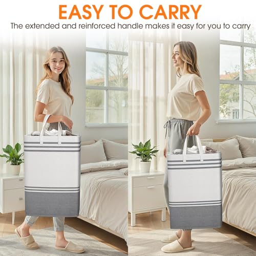 EpicTotes 2 Pack Large Laundry Baskets, Laundry Hampers, Freestanding Waterproof Collapsible Clothes Bags with Reinforced ...