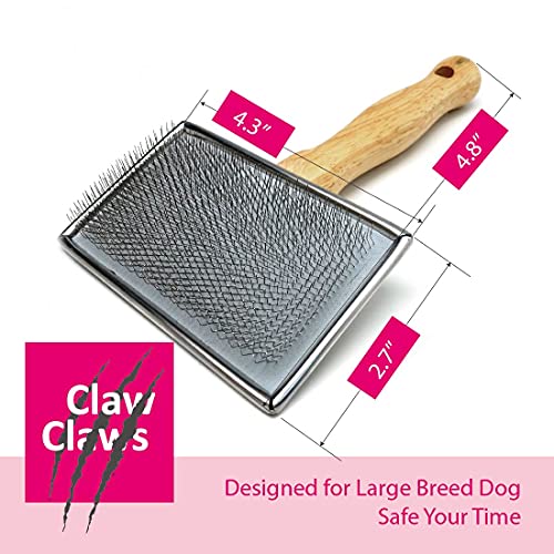 Claw Claws Pet Slicker Brush for Large Dogs, Wooden Handle with Stainless Steel Soft Pins, Gently Remove Tangled, Loose Un...