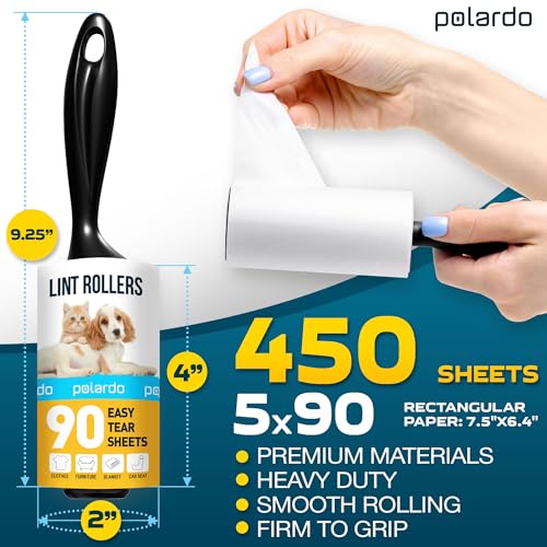 Lint Rollers for Pet Hair, White, Sticky Remover for Couch, Clothes, Furniture and Carpet, Dog and Cat Fur Remover, Animal...