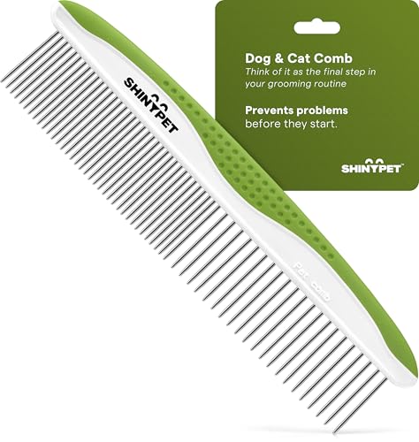 Dog & Cat Comb – Removes Tangles, Knots, and Matted Fur – Grooming Tool with Stainless Steel Teeth and Non-Slip Handle – B...